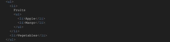 html, list of fruits